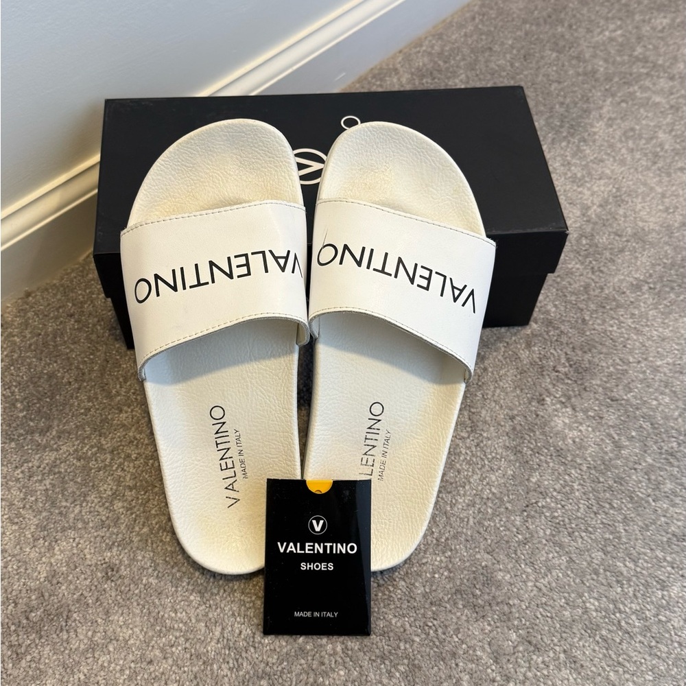 Valentino White Slippers